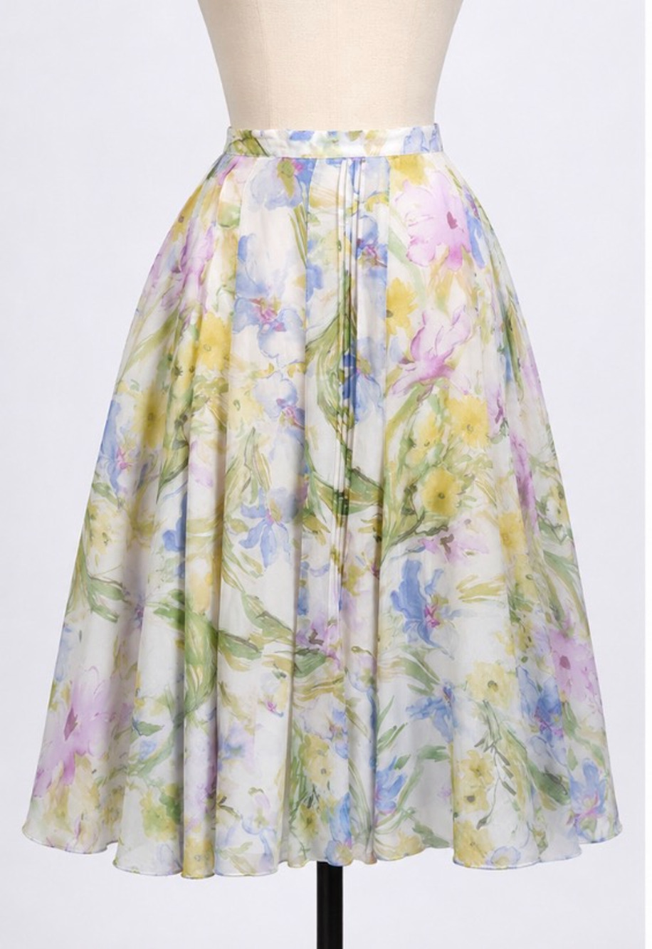 Jones New York Women's Chiffon Pleated Silk Midi Skirt Colorful Floral Size 14